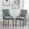 set of 2 Dining Chair Accent Chair Button Tufted Fabric Upholstered Grey Kitchen