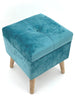 Blue Ottoman Footstool With Lift Up Storage Lounge Padded Footstool Velvet
