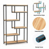 Open Bookshelf Rustic Industrial Style Shelves Wood and Metal Bookcase Furniture