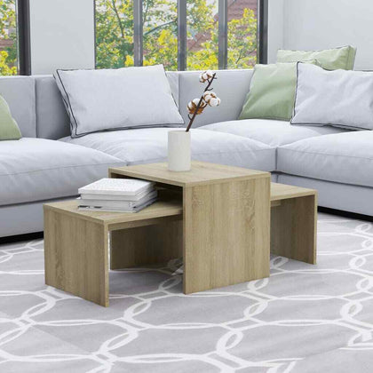 Coffee Table Set Chipboard Accent Side End Couch Table Sonoma Oak