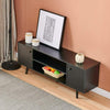 Living Room TV Stand Cabinet Black with 2 Doors and Storage Shelves, 47 inches W