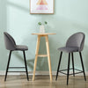 2pcs Barstools Set Velvet Fabric Faux Leather Padded Metal Legs Breakfast Chairs