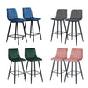 Pair of Bar Stools Set Velvet Upholstered Metal Legs Barstool Breakfast Chairs