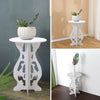 Small White Round Modern Side Table Beside Tea Coffee Lamp Plant Stand Furniture