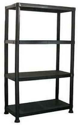 4 Tier Plastic Shelf Home Storage Shelf Unit Black
