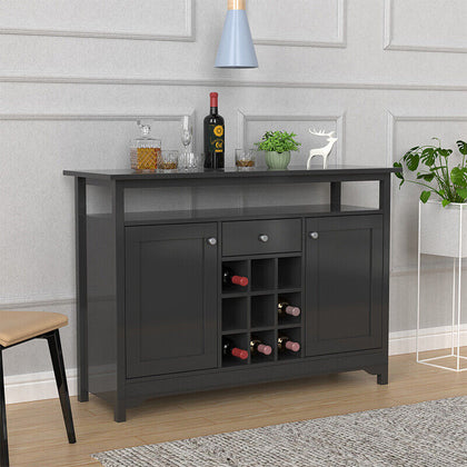 Farmhouse Kitchen Storage Cabinet Sideboard with 9 Wine Rack Buffet Cupboards