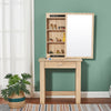 Modern Oak Dressing Table Jewelry Makeup Desk w/ Large Sliding Mirror & Drawer