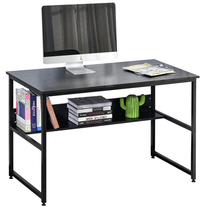 HOMCOM Laptop Desk Study Table Workstation Metal Storage Shelf Home Office Black
