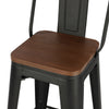 Rustic Industrial Bar Stool Wooden Seat Shabby Vintage Chic Kitchen Chairs Black