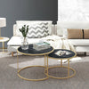 Black Marble Vein Round Coffee Tables Set Sofa Side Nested End Table Living Room