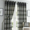 Grey Eyelet Curtains Tartan Check Plaid Modern Ready Made Lined Ring Top Pairs