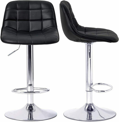2×Bar Stools Leather / Velvet Chairs Breakfast Chair Swivel Gas Lift Adjustable