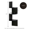 Furinno 3 Tier Wall Mount Floating Corner Radial Shelf, Set of 2, Espresso