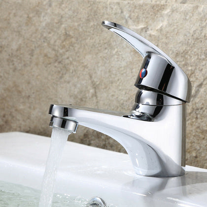 Bathroom Taps Basin Sink Mono Mixer Chrome Cloakroom Tap with 2 Hoses UK