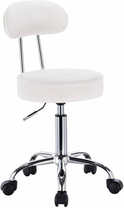 1xBar Stools Bar Chairs for Kitchen Roll stool with leather Swivel Gas White