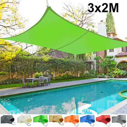 3m x 2m Sun Shade Sail Garden Patio Awning Canopy Screen 98% UV Block NEW