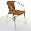 Tan Bistro Chair Wicker Chrome Aluminium Outdoor Garden Patio Seating Stacking
