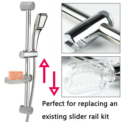 Adjustable Chrome Bathroom Shower Head Holder Riser Rail Bracket Slider Bar Kit