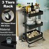 Portable Kitchen Trolley Cart Slim Rolling 3/4 Tier Storage Rack Trolley +Wheels