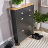 Graphite Grey Oak 2 Door Shoe Cabinet 1 Drawer Hallway Storage Cupboard