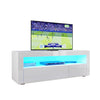 Modern White TV Stand High Gloss Doors Entertainment Unit Cabinet With LED Light