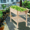 Indoor Wooden Raised Flower Bed Planter Garden Vegetable Trough w/ Legs & Shelf