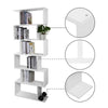 Wood Bookcase Bookshelf S Shape 6 Tier Shelves Free Shelving Storage Unit White