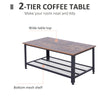 2-Tier Wooden Coffee Table Retro Industrial Style Side Desk Living Room Shelf