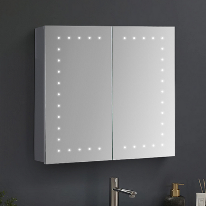 Fogless Bathroom LED Illuminated Mirror Cabinet with Shaver Socket Motion Sensor