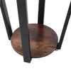 2 Tier Rustic Wood Metal Sofa Side Table Coffee Table Bedside Lamp Table Round