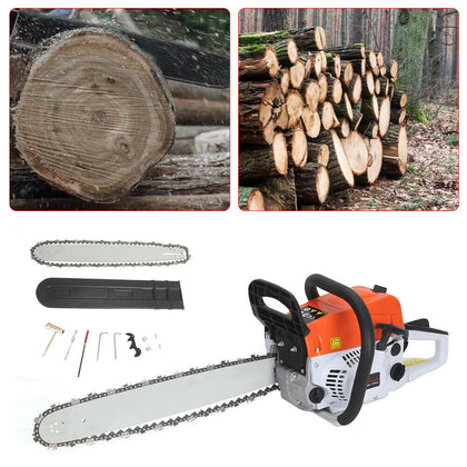 2-Stroke 52cc Petrol Chainsaw Easy Start 20-inch E-Start Chain Saw 20