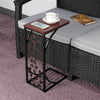 C Shaped Side Table Snack Coffee End Table for Living Room, Slides Up to Sofa