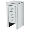 2PCS Glass Mirrored Bedside Tables Crystal Bedroom Side Drawer Storage Cabinet