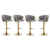 Bar Stools Set of 4 Adjustable Height Swivel Velvet Pub Bar Lounge Chairs Grey
