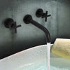 Brass Wall Mounted Basin Matte Black Faucet Bathroom Mixer Tap Rotation Spout
