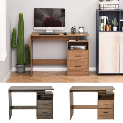 Computer Desk w/ Shelf, Drawer Writing Table for Home Study, Office, Wood Grain