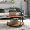 Round Coffee Table Sofa Table Cocktail Table with Storage Shelf for Living Room