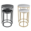 Marble Effect Sofa Side End Table Small Round Coffee Table Metal Leg Black Gold