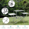 Folding Camping Table Height Adjustable Picnic Table W/ 2 Side Tabletops Hooks