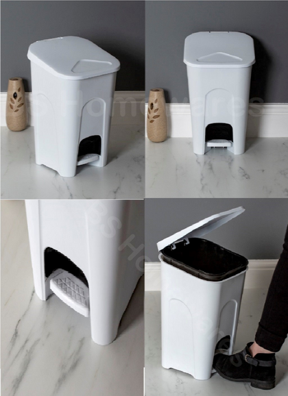 Plastic Foot Pedal Bin 16 Liter Rubbish Paper Waste Bins Kitchen Office Room New