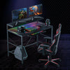 LED RGB Gaming Desk PC Computer Table Carbon Fibre Metal Racing Office Writing