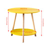2 Tier Round Sofa Side End Corner Table Wooden Legs LivingRoom Kitchen Yellow