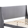 Upholstered 4ft6 Double Size Bed Platform Bed Frame with Wood Slat Support Grey