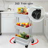 3 Tier Kitchen Trolley Cart Handle Slim Rolling Wheel Storage Basket Rack Salon