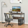 2-Tier Writing Desk Metal Frame Smooth Shelves Storage Shelf Rustic Brown