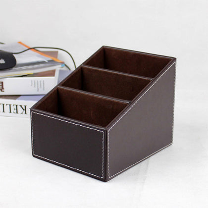 TV Air Conditioner Remote Control Holder Desktop Storage PU Leather Storage Box