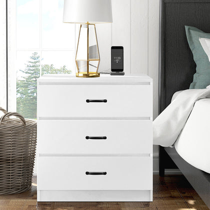 Modern 3 Drawer Chest of Drawers Bedside Table Cabinet Bedroom Storage White
