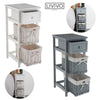 Shabby Chic Bedside Unit Tables Drawers Cabinet + Wicker Storage Wooden Bedroom