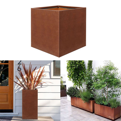 Large Planter Garden Rustic Corten Steel Flower Plant Pot Bed Growing Trough Tub