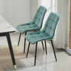 Set of 2 Velvet Dining Chairs Soft Padded Seat Metal Legs Modern Office Kitchen